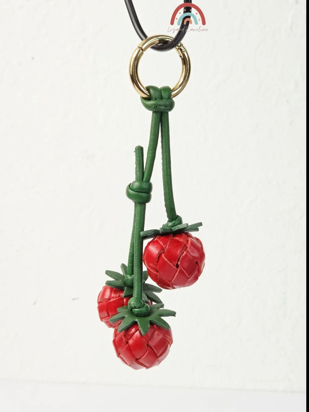New! Madewell Woven Tomato Bag Charm in Leather Scarlett - Picture 4 of 9